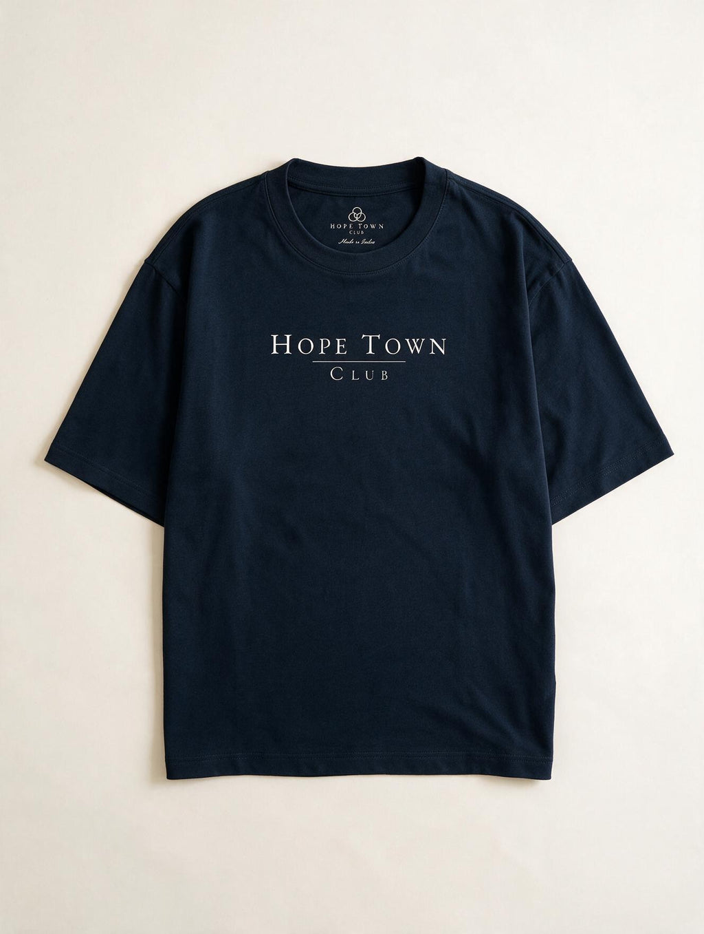 Nothing to Prove Nowhere to Be Navy Blue - Product flat lay with neck label