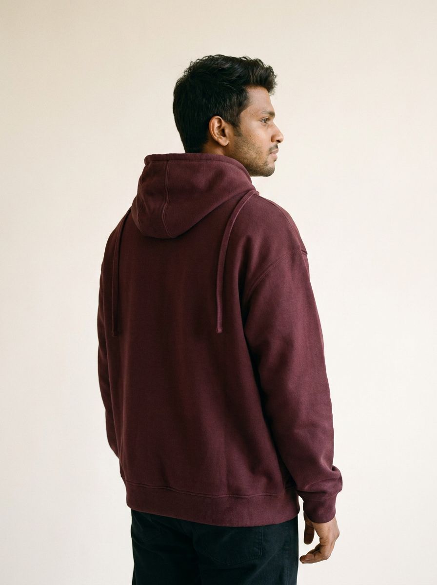 Unhurried Maroon - Back view with drawstrings