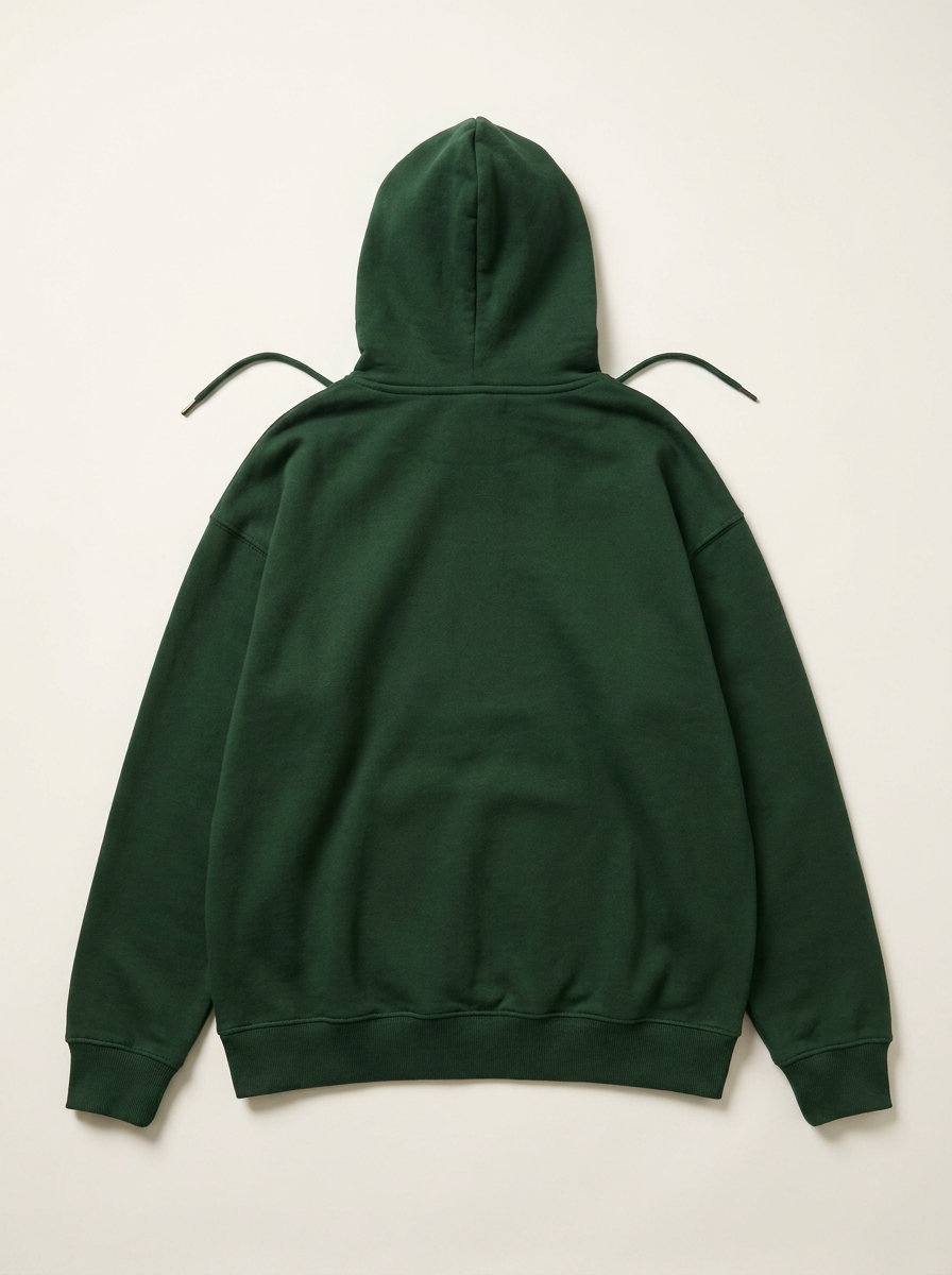 Unhurried Bottle Green - Product flat lay back with drawstrings