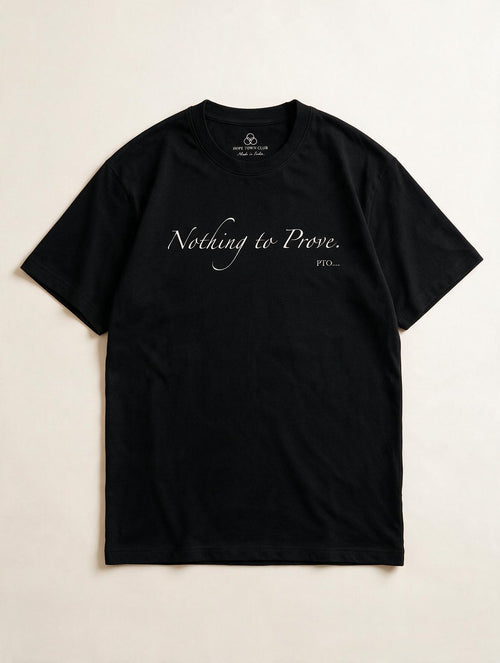 Nothing to Prove Black - Product flat lay with neck label