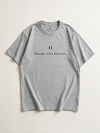 Pause This Counts Grey Melange - Product flat lay with neck label