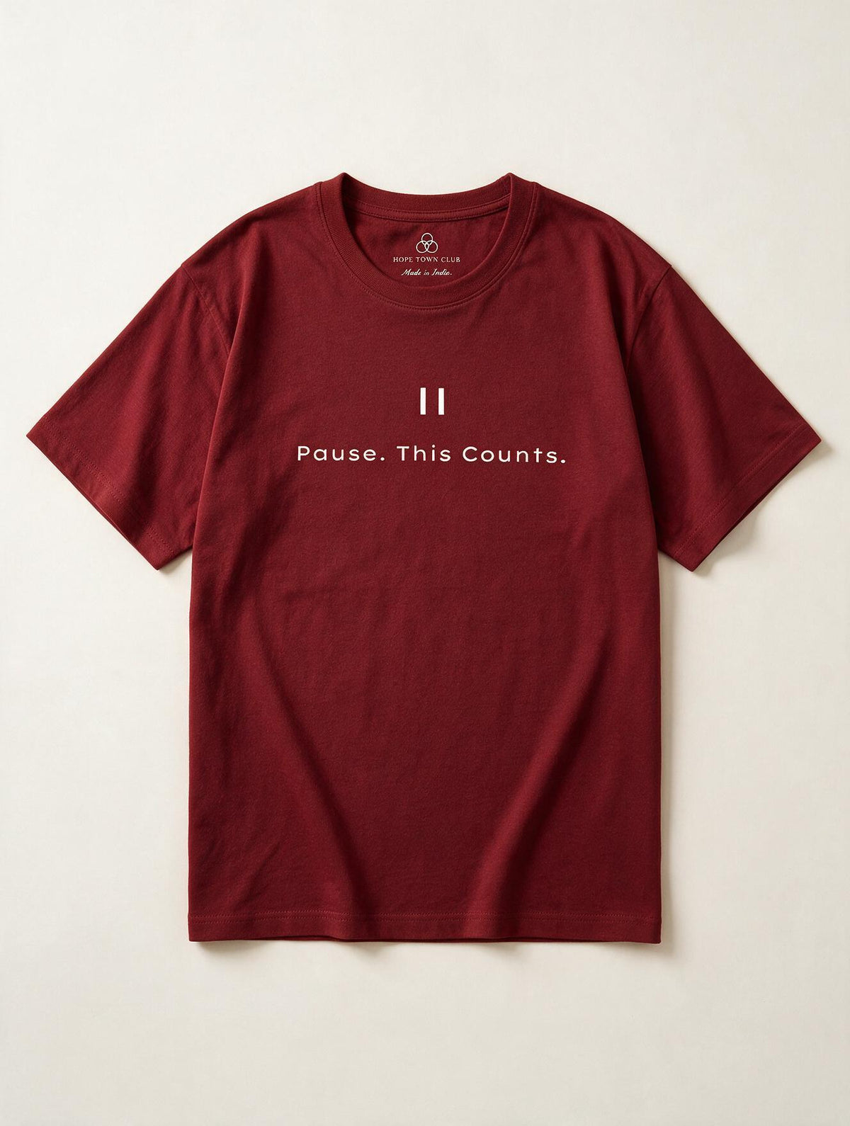 Pause This Counts Red - Product flat lay with neck label