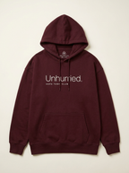 Unhurried Maroon - Product flat lay with drawstrings and neck label