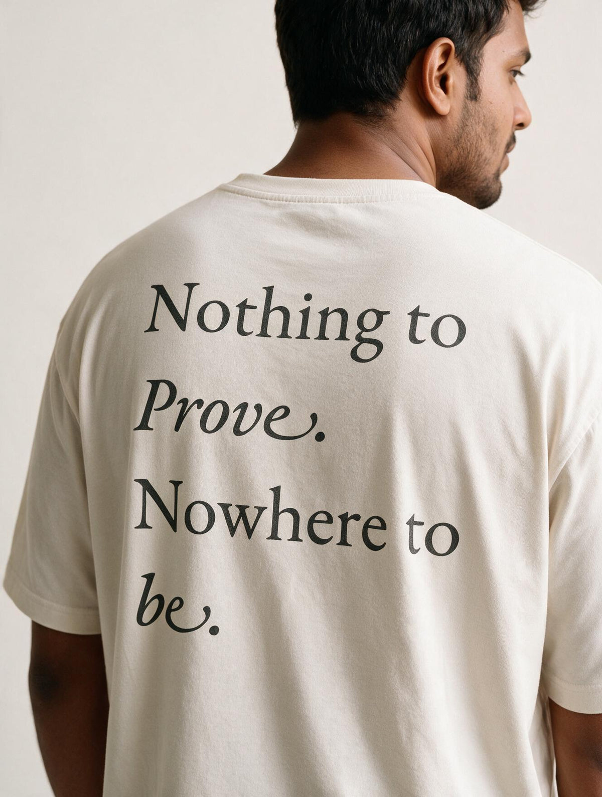 Nothing to Prove Nowhere to Be Off White - Detail close-up back corrected